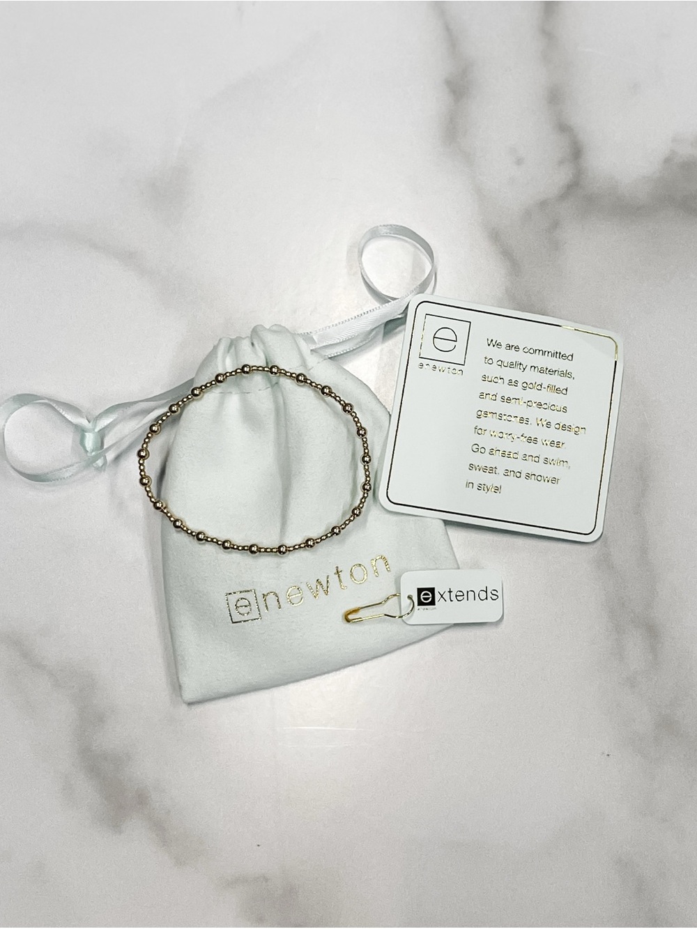 ENewton extends classic Sincerity Pattern 4mm Bead Bracelet in gold